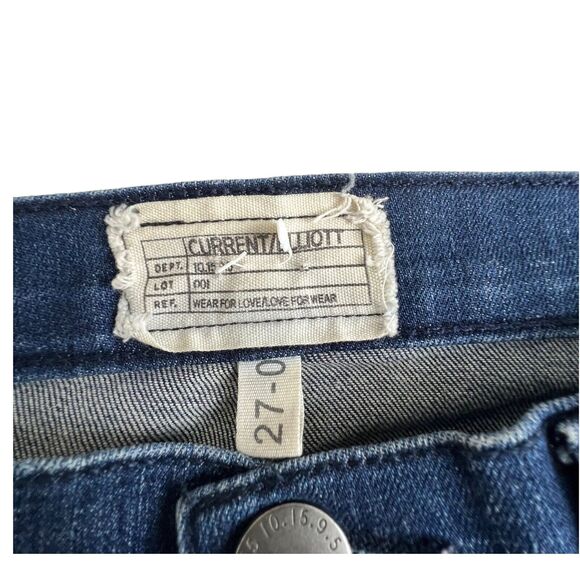 Current/Elliot Womens Dark Wash Low Rise Raw Hem Stiletto Skinny Jeans 27 - Picture 8 of 10